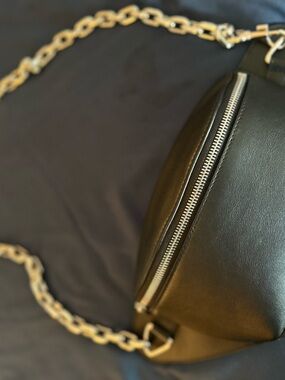 Alexander McQueen Black Leather Chain-Strap Crossbody Belt Bag